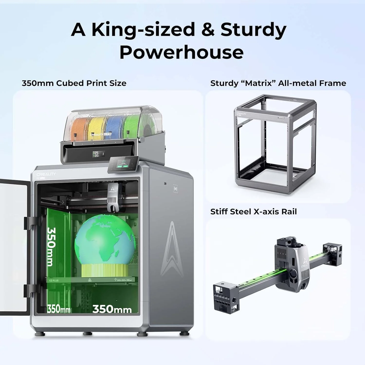 Picture 7: K2 Plus Combo 3D Printer Multi Color Printing with New CFS Max 600mm/s Printing Speed Full-auto Leveling 3D Printer