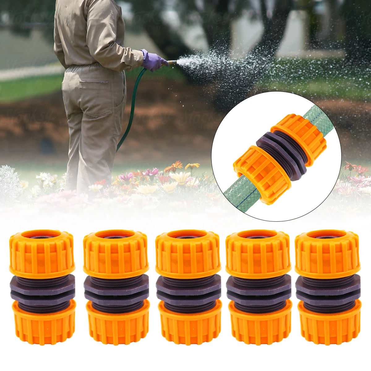 

5 Pcs New Garden Hose Connector Pipe Coupler Stop Water Connector 12mm 16mm Hose bore Repair Joint Irrigation