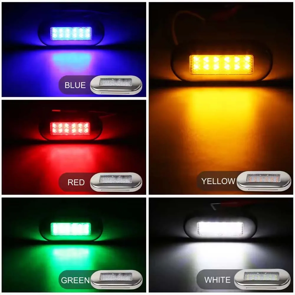 2X Underwater Boat Light Submersible Marine Navigation Light Waterproof Pontoon Transom Boat Lamp Yacht Accessories Parts 12LED