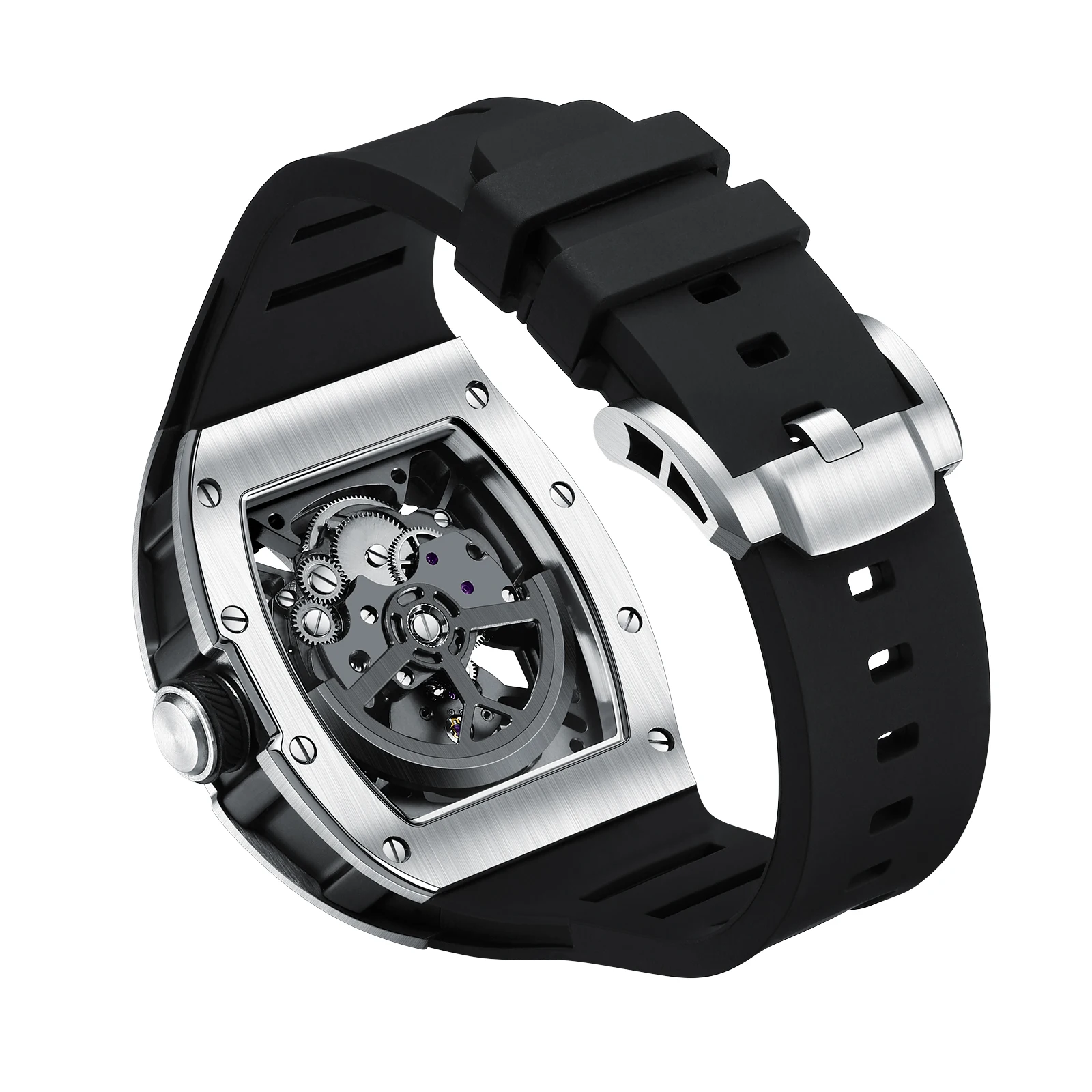 919011 High-Quality Men's Automatic Watch with Stylish Sports Silicone Strap Waterproof Mechanical Watches for Active Lifes