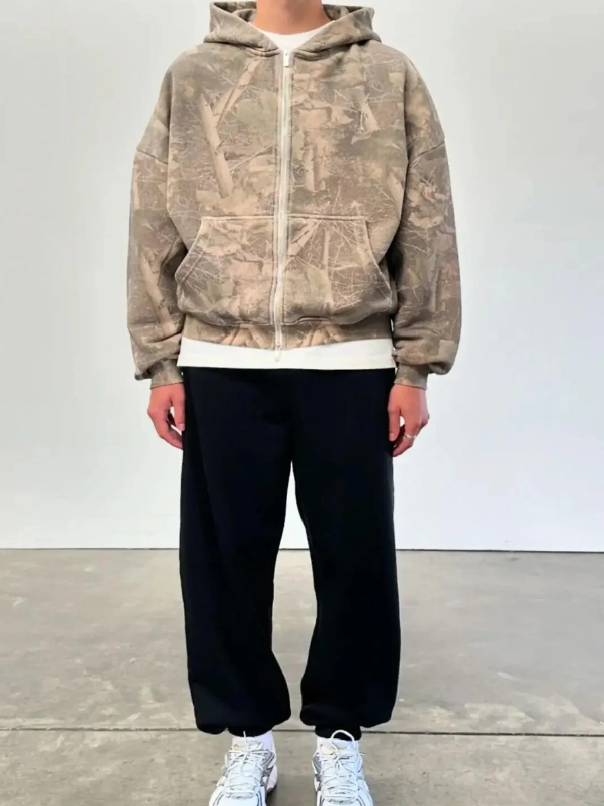 

Худи в стиле Y2K, свободного кроя, в стиле хип-хоп, оверсайз, повседневное, камуфляжное, с длинным рукавом, на молнии, удлиненное, для весеннего сезона