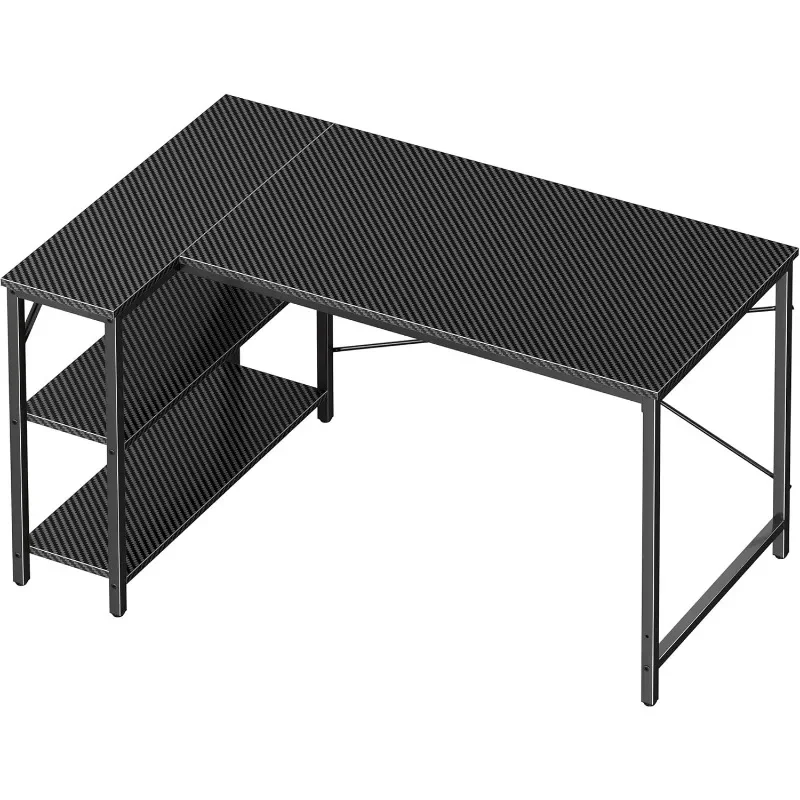

L Shaped Computer Desk with Reversible Storage Shelves, Gaming Table, Corner Desk Home Office Desks with Metal Frame