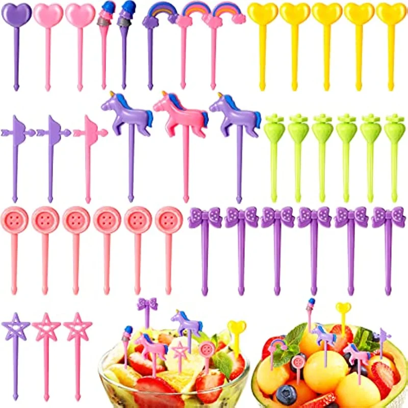 Kids Food Fruit Fork Unicorn Trojan Cartoon Bento Box Decorative Fork Cake Dessert Fork Mini Toothpick Pastry Party Supplies