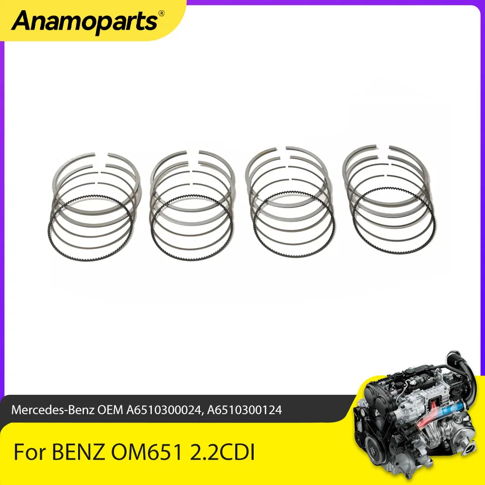 Juego de anillos de pistón de motor diésel, compatible con 2,1, 2,2 L, T, OM651, para mercedes-benz W205, C220, CLS, GLA, GLK, CDI, Sprinter, Vito, 2.1L, 2.2L