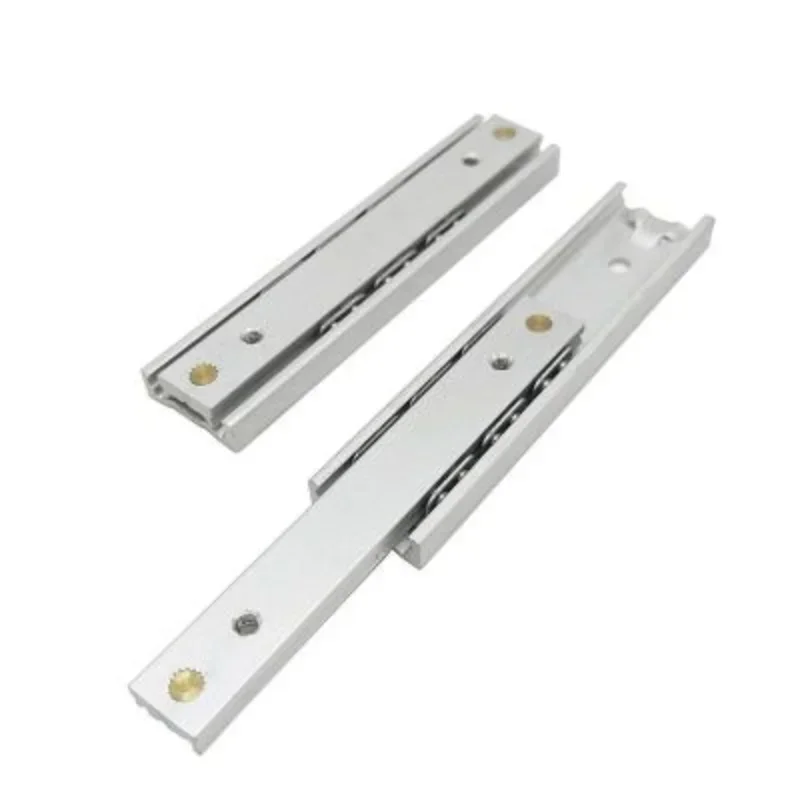 2pcs Ultra-short 70mm on both sides pull out sliding small drawer track bi-directional 2 pull-able guide rails