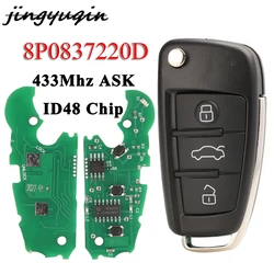 Jingyuqin 3BTN 8P0837220D Remote Car Key ID46 PCF7952 433Mhz ASK For Audi A1 A3 TT S1 S3 Q3 2005+ Flip Key Fob Control
