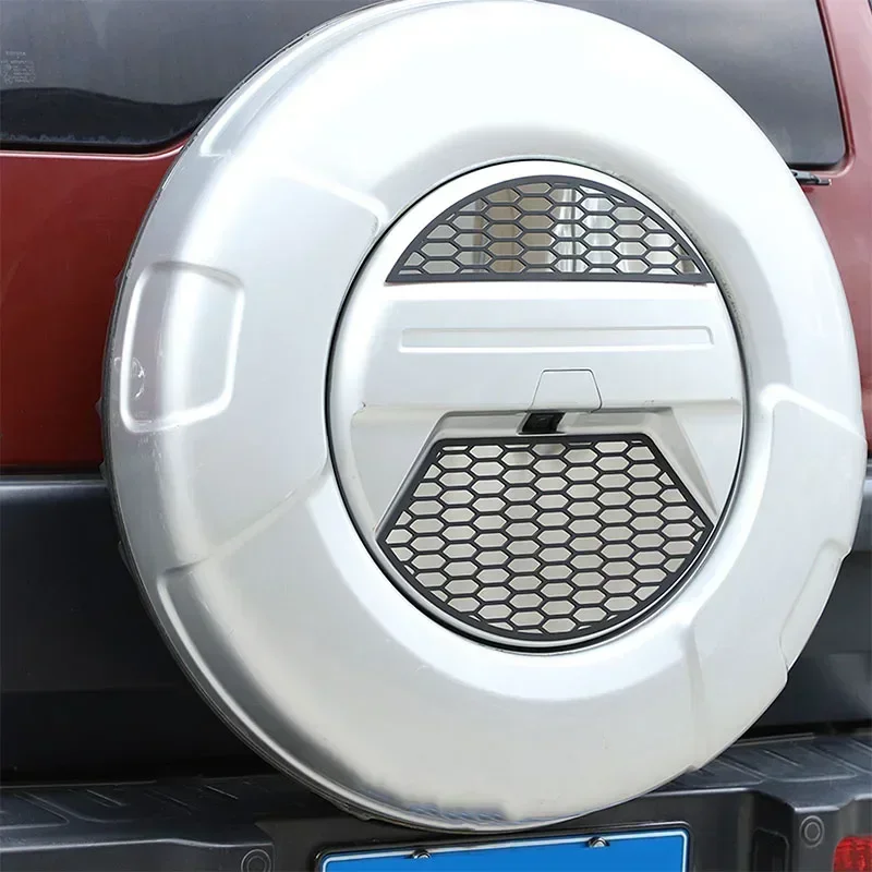 2Pcs Stainless Steel + Aluminum Alloy Silver/Black for Toyota FJ Cruiser 2007-2021 Car Spare Tire Cover Patch Car Accessories