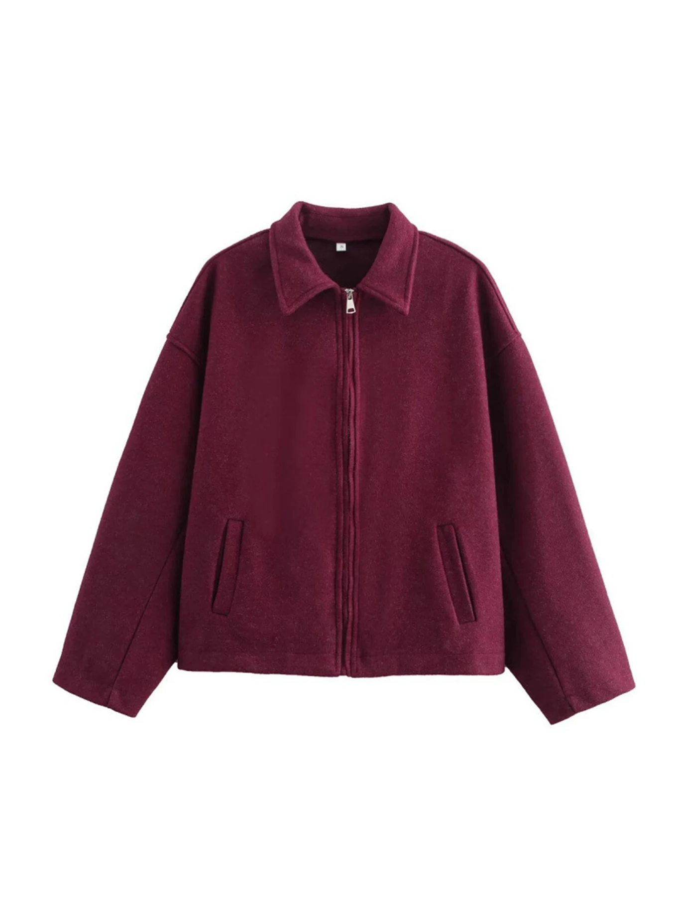 Women's Woolen Zipper Jacket Elegant Lapel Long Sleeve Blazer Thick Warm Short Coats Vintage Autumn Winter Streetwear Outerwear 8
