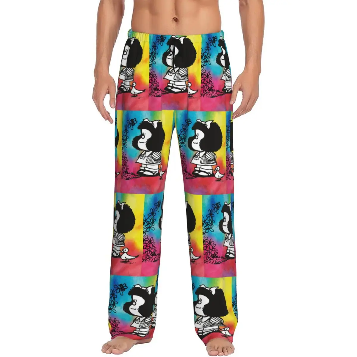 Custom Cartoons Mafaldas Pajama Pants Men Lounge Sleep Drawstring Sleepwear Bottoms with Pockets