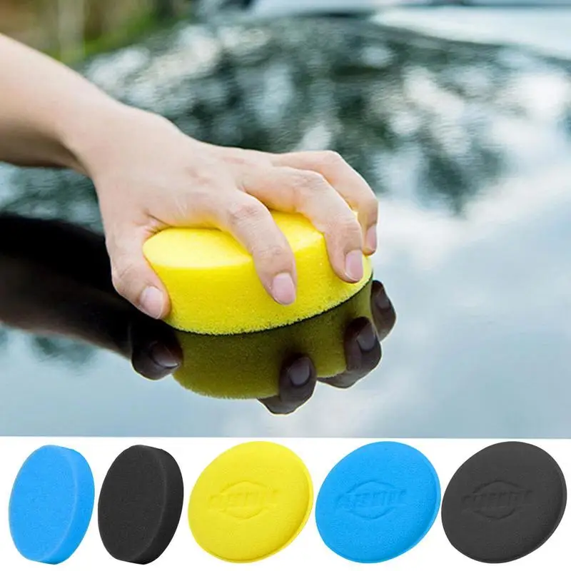 12PCS Round Car Waxing Polish Wax Foam Sponge High Density Applicator Pads Cleaning Sponge Auto Detail Washing Car Cleaning Tool