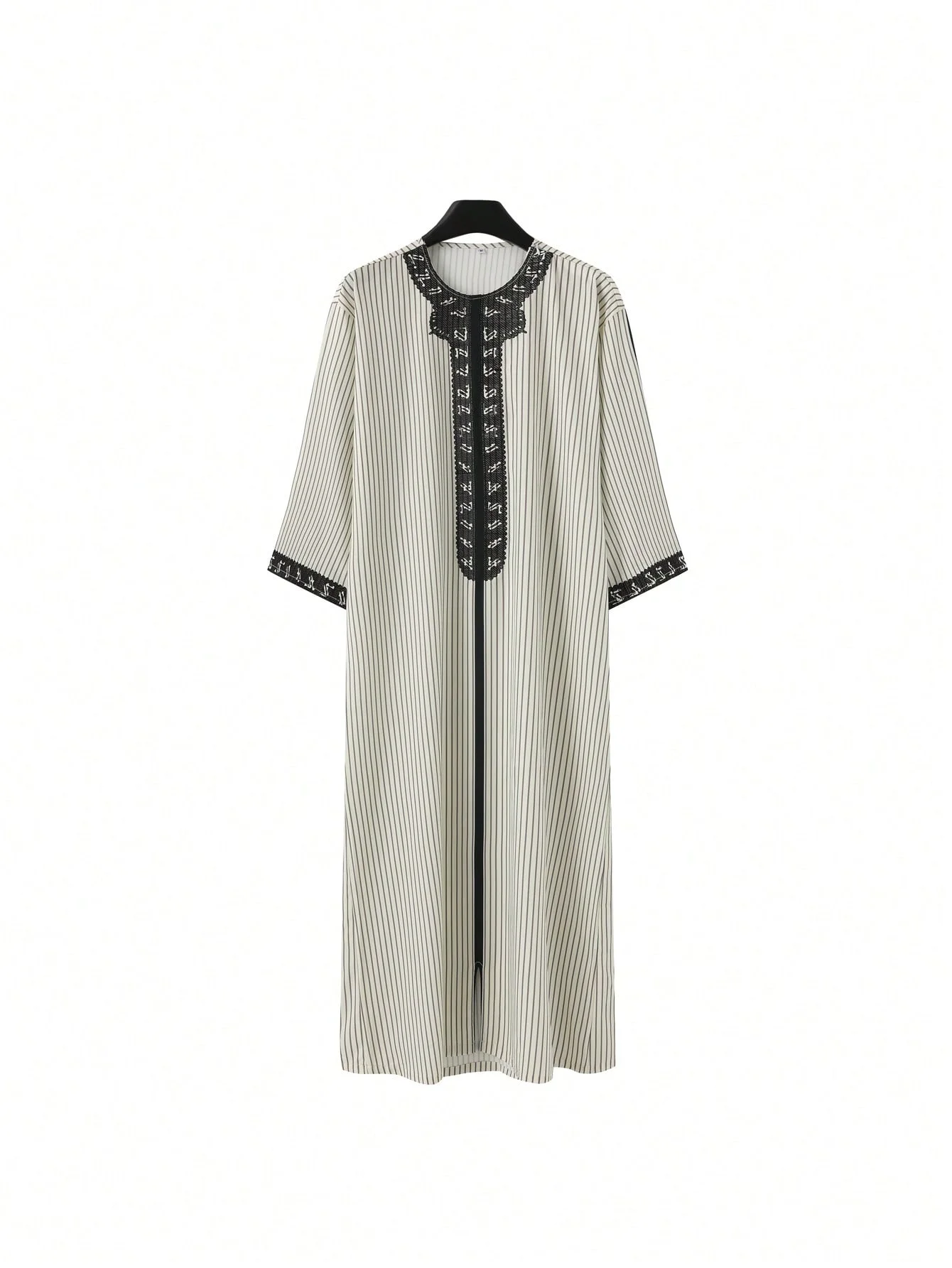 Traditional Middle Eastern Style Muslim Men's Long Robe Retro Embroidered Casual Daily Eid Al Fitr Robe