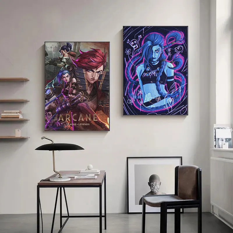 Arcane Poster League of Legends Arcane Jinx and Ekko in Love Maybe in Another Life Room Decor Arcane Season 2 Canvas Painting