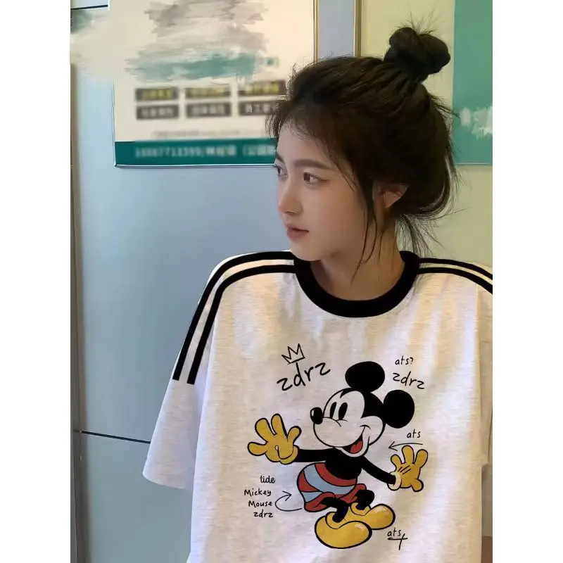 T Shirt Tops Women Mickey Print Loose T-Shirt Kawaii Cartoon Women Summer Top Harajuku Retro style Tee Shirt  Femme