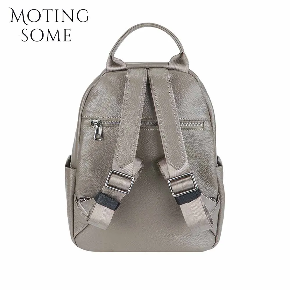 Motingsome Genuine Leather Woman Backpack Simple Style School Back Pack  Ladies Travel Bags Luxury Mochilas Para Mujer 2024 New