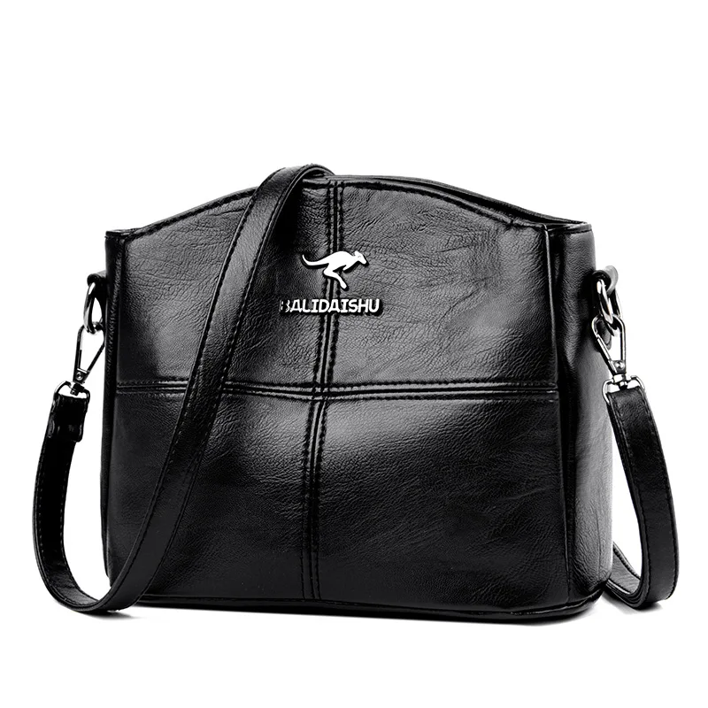 Women\'s Bag 2024 New Splicing Middle-aged Single Shoulder Messenger Bag Fashion Ladies Soft Leather Material Crossbody Handbag