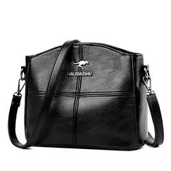 Women's Bag 2024 New Splicing Middle-aged Single Shoulder Messenger Bag Fashion Ladies Soft Leather Material Crossbody Handbag