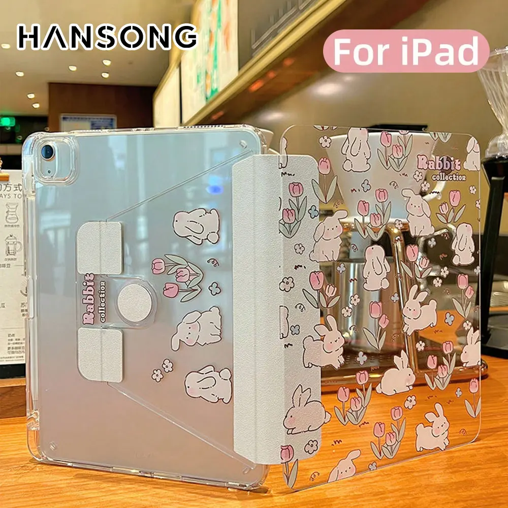 

For iPad Pro 11 Transparent Rotation case iPad Air4 5 10th Gen 10.9” 360° Case for 7th 8th 9th 10.2 5th 6th 9.7 Pro 12.9 Mini6