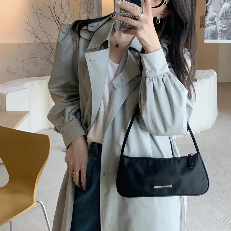 Women Oxford Solid Color Shoulder Hobos Bag Zipper Small Crescent Handbags Luxury Designer Retro Ladies Underarm Top Handle Bags