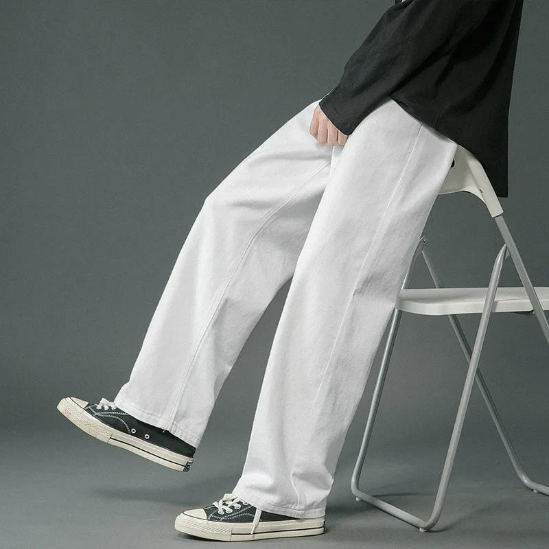 Jean décontracté pour hommes, coupe ample, jambe droite, fermeture éclair, cordon de serrage, plusieurs couleurs et Styles disponibles, grande taille pour l'asie du sud-est