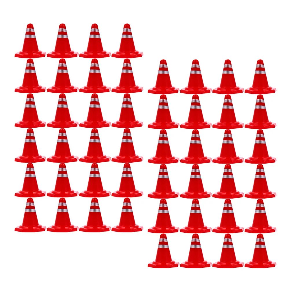 60 Pcs Model Sand Table Roadblock Sign Construction Cones Plastic Orange Traffic