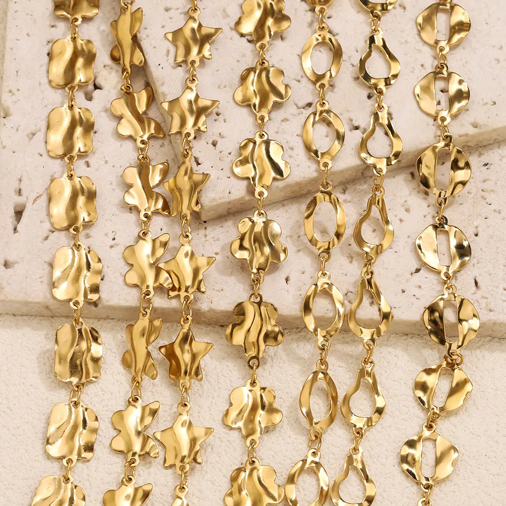 

1m Stainless Steel Gold-plated PVD Chains Flower Butterfly Heart Oval Star for DIY Necklaces Bracelet Jewelry Making Accessories