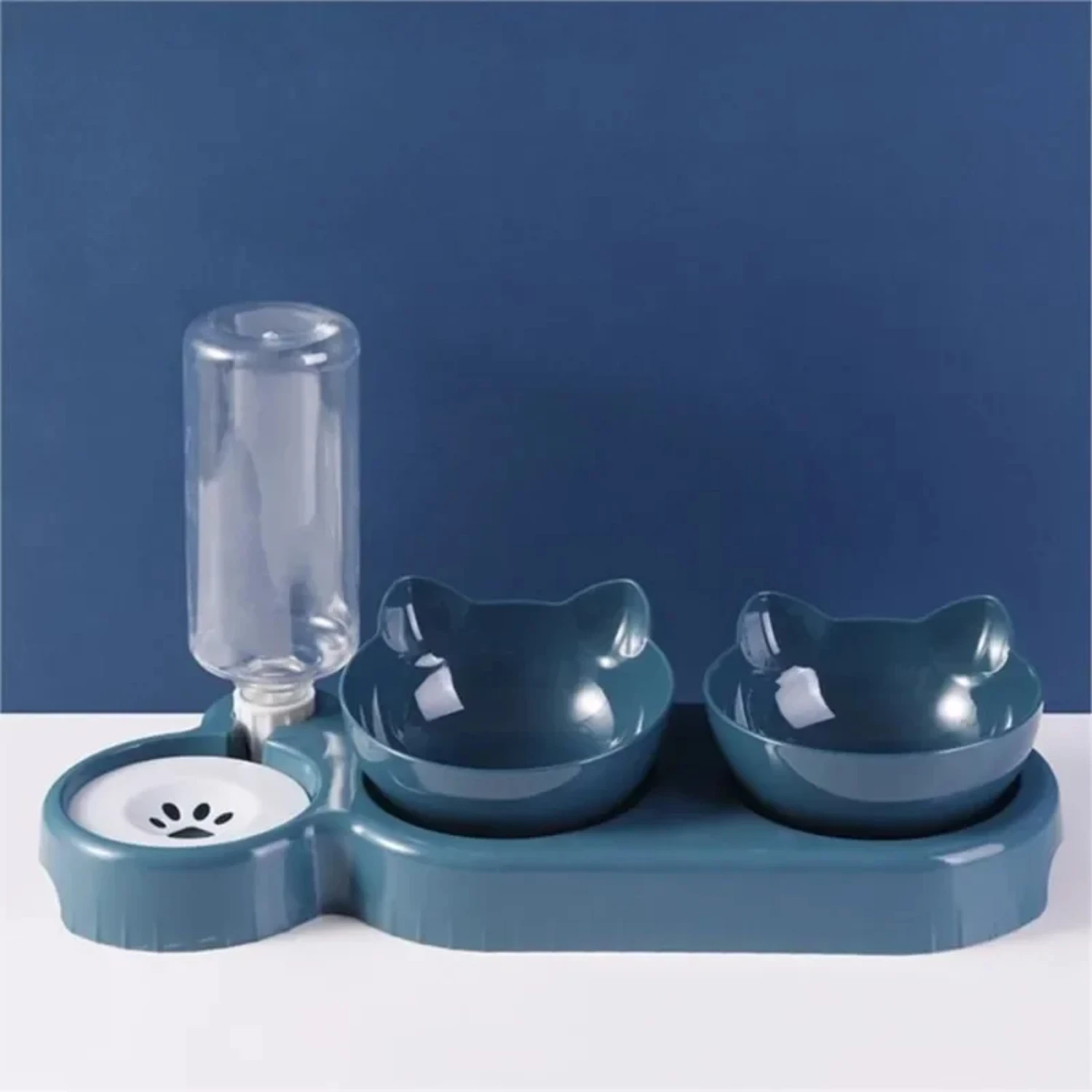 Pet Cat Bowl Automatic Feeder Water Dispenser Dog Cat Food Bowl with Drinking Raised Stand Double Dish Bowls  Cats Dogs Pet Cats