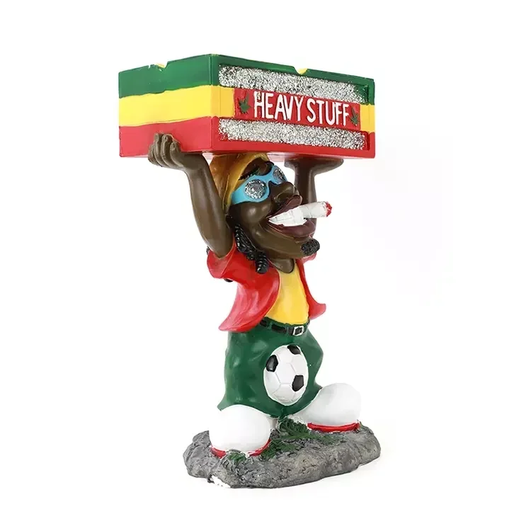 JL-319S Popular Large Floor Standing Jamaica Style Craft Tobacco Human With Fruit Resin Ashtray Custom Cigar Ash Tray