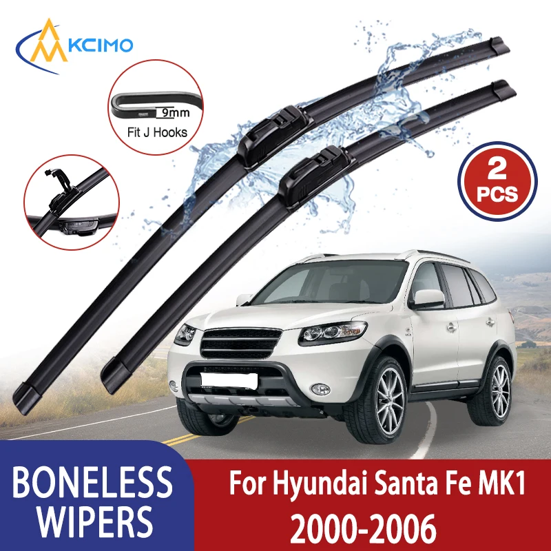 

Kcimo For Hyundai Santa Fe MK1 2000-2006 Car Wiper U-type Soft Rubber Boneless Wiper HD Quiet Durable Automotive Wiper 22"+20"