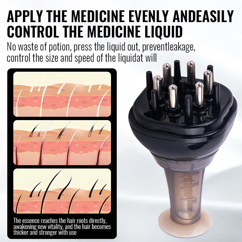 مشط سائل لأداة توزيع فروة الرأس لنمو الشعر، زيت مصل يغذي جذور الشعر الصغيرة المحمولة، مشط تدليك الطب، مدلك رأس الشعر #6