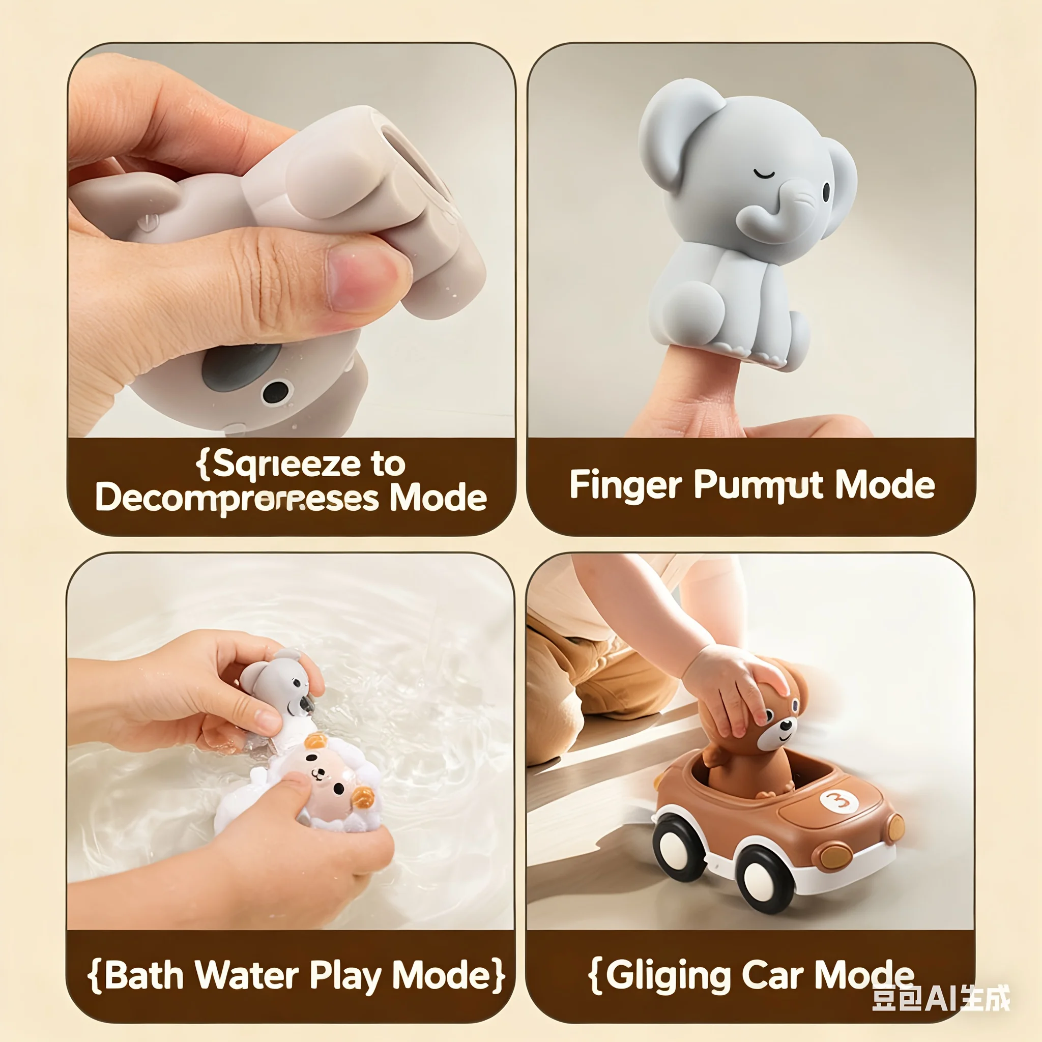 Carrinho de animais deslizante de inércia para bebês, capa de borracha macia removível para dedos, multi jogo, carro de bebê, exercício, capacidade de reação, brinquedos de dedo