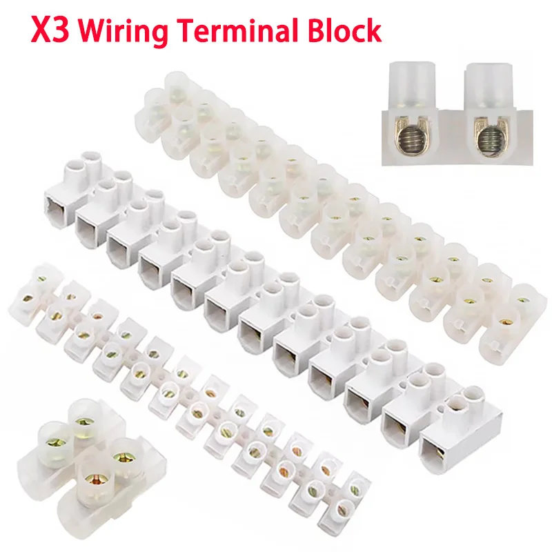 

X3 Nylon 12 Position Copper Terminal Block Nylon Flame-retardant Plastic Terminal Post 5A/10A/20A/30A/60A Wire Connector