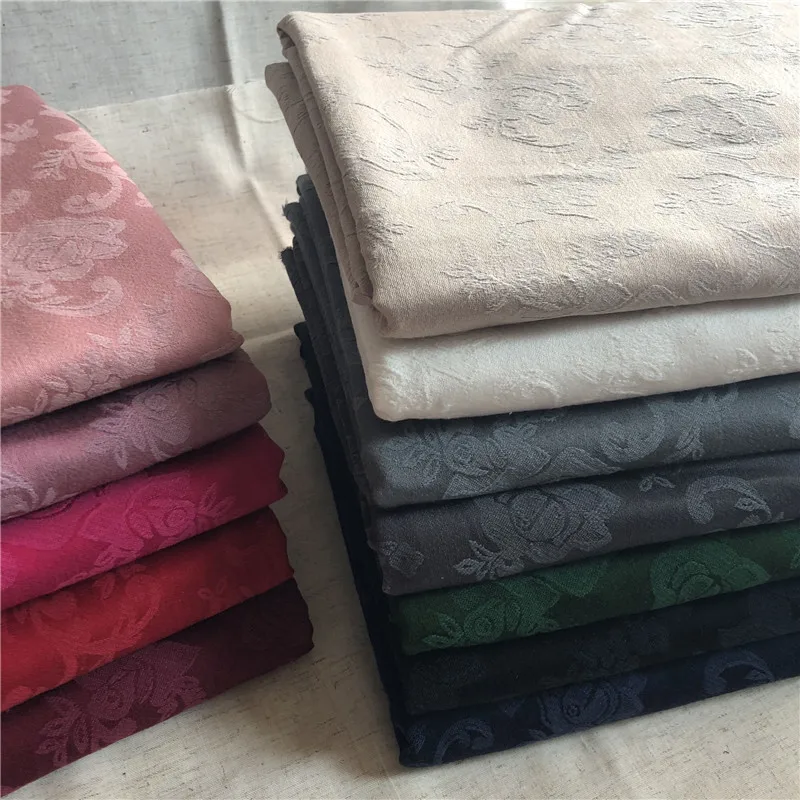 Double-sided Jacquard Fabric By The Meter for cheongsam Dresses Skirts Sewing Thickened Soft Cotton Linen Cloth Winter Plain