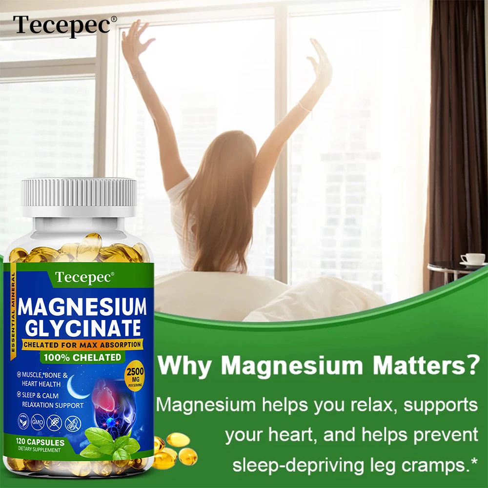 Magnesium Glycinate, for Calm and Relaxation, Emotional Well-being, Non-gmo and Gluten-free, 120 Capsules
