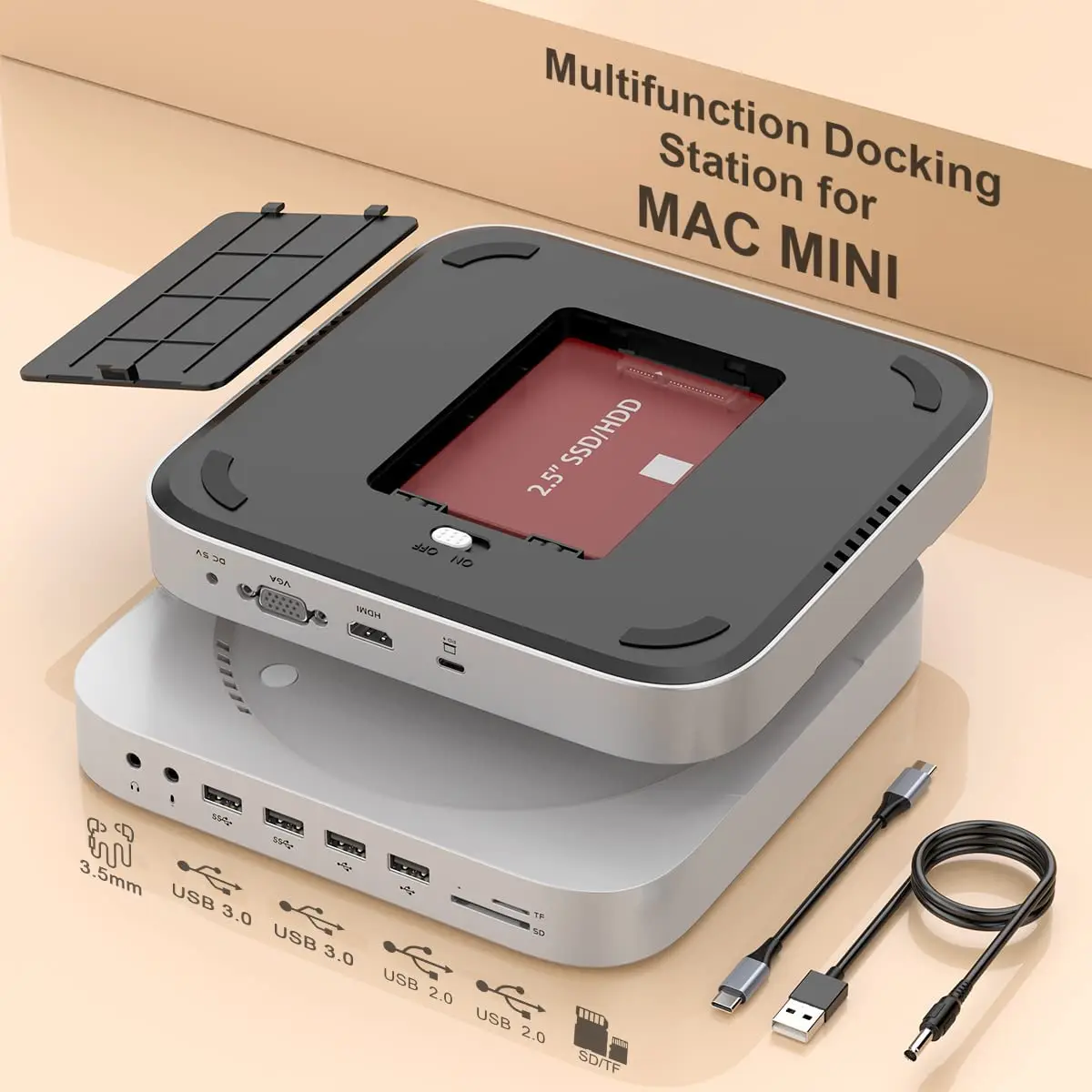 

12 Ports Type c Docking Station SSD/HDD Enclosure 3.0 c Usb Hub for mac Mini M1 Chip