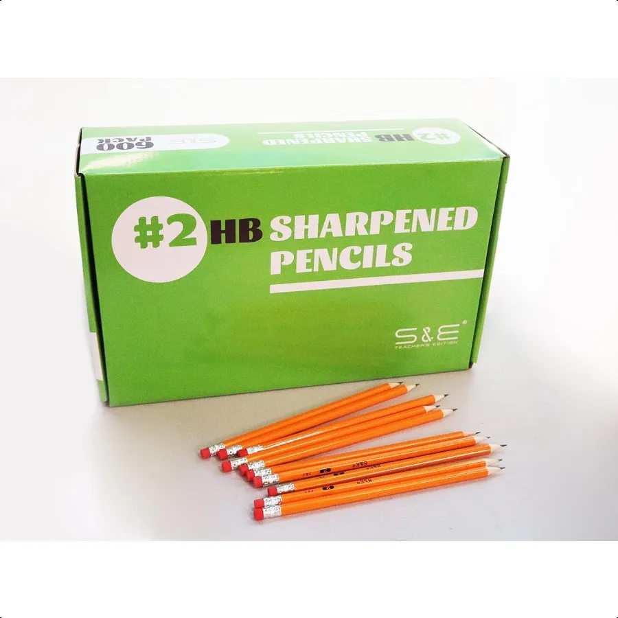Woodcased 2 Pencils Presharpened Yellow with Erasers 2 HB Lead Bulk Box No. 2 Pencil Back to school 600Pcs