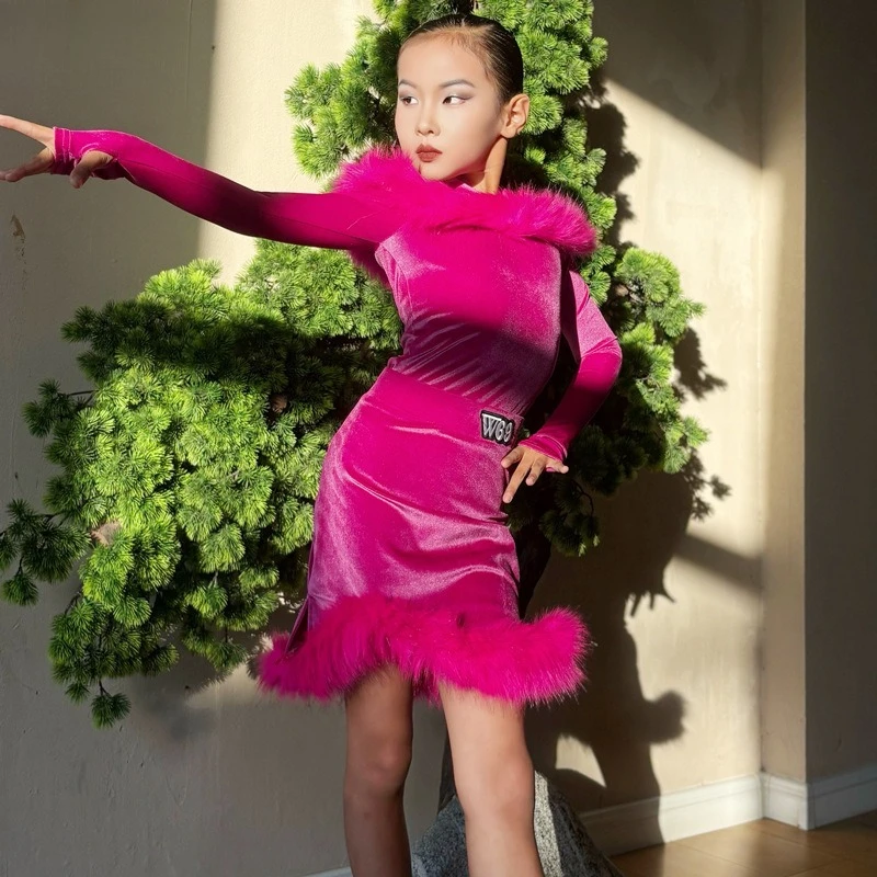 

Children's Latin Dance Performance Clothes, Female Professional Children's Dance Practice Clothes, Autumn and Winter, New