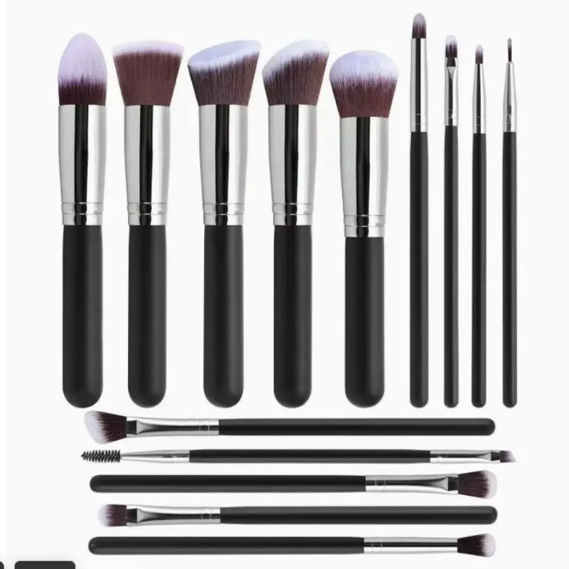 14 Piece Makeup Brush Set Soft Synthetic Bristles Rose Gold Ferrule Perfect For Daily Makeup Home Salon Use