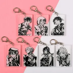 Black and White Anime Wenhao Dogs Acrylic Key Chain Pendant Cartoon Characters Keyring Unisex Key Holder Cosplay Jewelry Gift