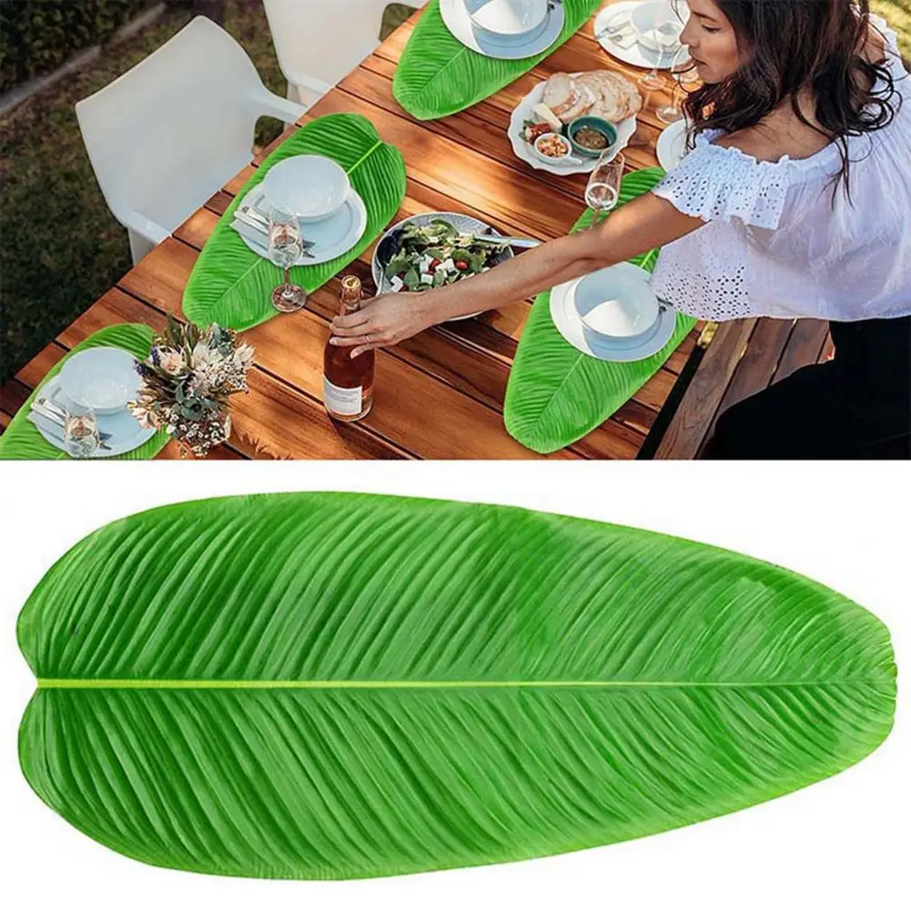 Faux Silk Flower 3 Sizes Realistic Green Artificial Banana Leaf No Watering Weather-resistant Faux Leaf Home Decoration