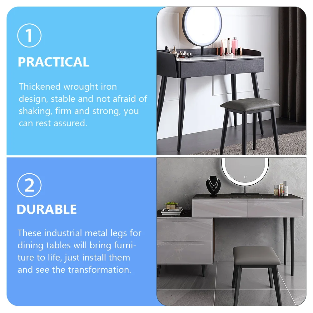 1pc Round Tapered Metal Table Legs Replacement Black Coffee Table Support Feet Furniture Legs for Tea Tables Cabinet Leg Upgrade