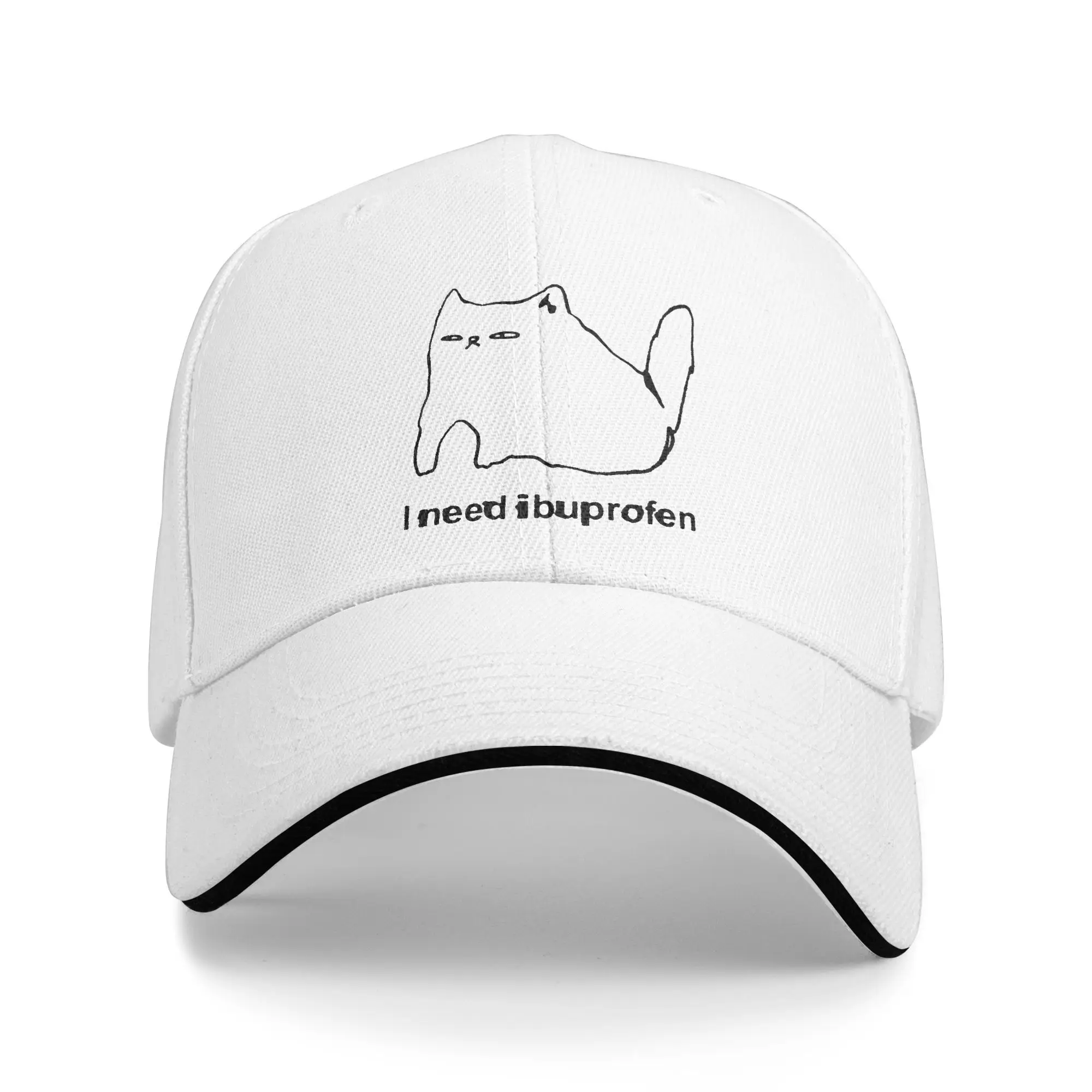 

I Need Ibuprofen Funny Cat Sun Baseball Cap Spring Unisex-Teens Custom Hip Hop Hats Sun-Proof Vintage Kpop Rock Baseball Caps