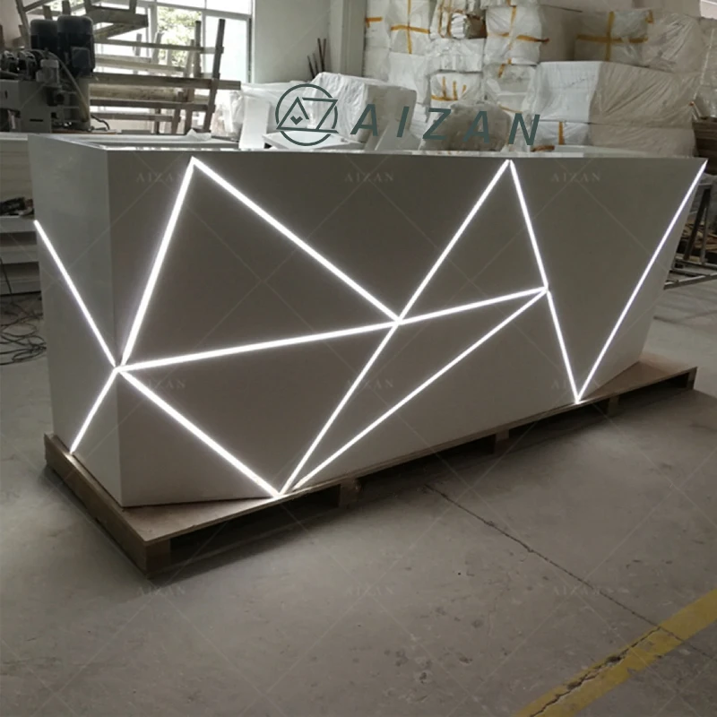 

Customized.Solid Surface Modern White Office Clinic Salon Spa Front Desk Customized Reception Desk Counter