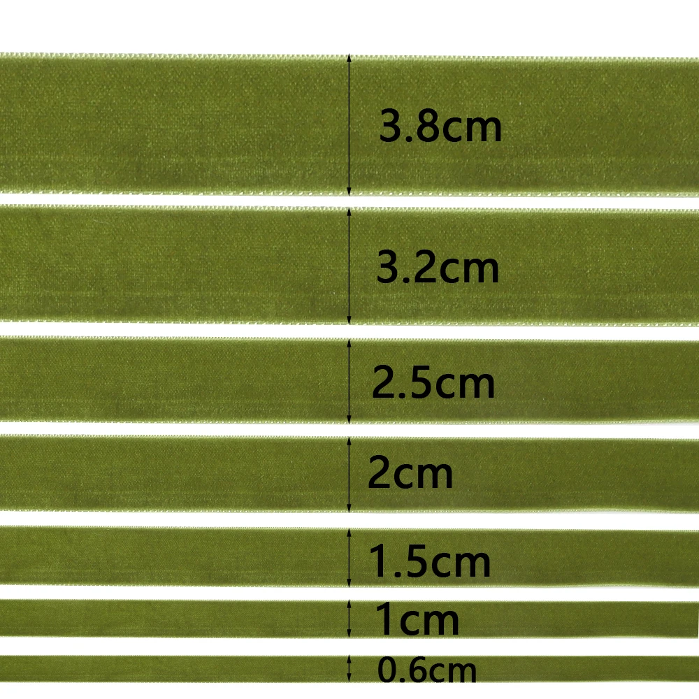 6–38 mm, 5–10 Yards, olivgrün, einseitiges Samtband, Party-Dekoration, handgefertigt, Geschenkverpackung, Haarschleife, DIY-Weihnachtsband – Detail 1