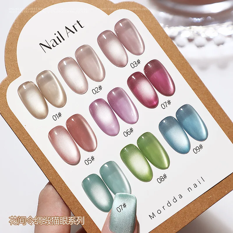 الملونة عين القط جيل طلاء الأظافر الساتان الثلاثية الأبعاد مرآة القط العين هلام طلاء الأظافر السيراميك بريق كريستال طلاء الأظافر الغراء 5 مللي