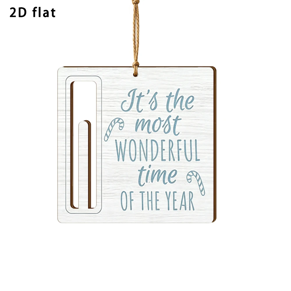 Christmas Wooden Hanging Plaque, 2D Flat It's The Most Wonderful Time Of The Year Sign, Winter Holiday Wall Door Ornament