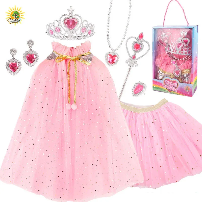 Mädchen Prinzessin Pailletten Tüll Umhang Kinder Prinzessin Party verkleiden Umhänge Sommer dünn