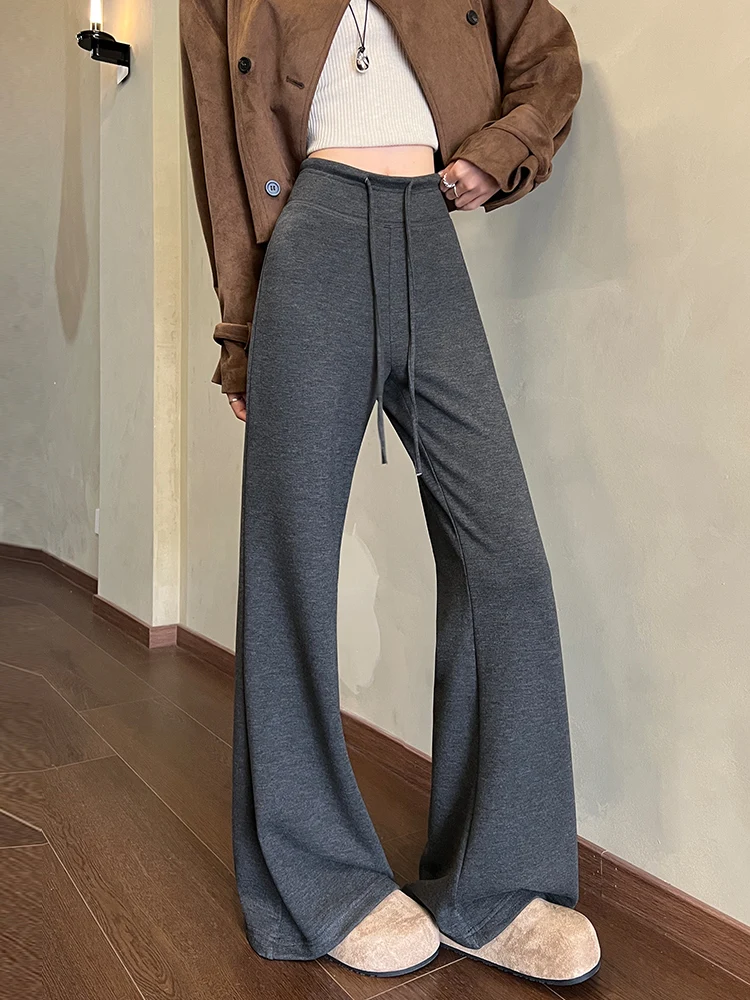 ay Wool Bell Bot Pants Women's Autumn Winter High Waist Slim Fit Yoga Pants Micro Flared Drapey Spor Casual Trousers