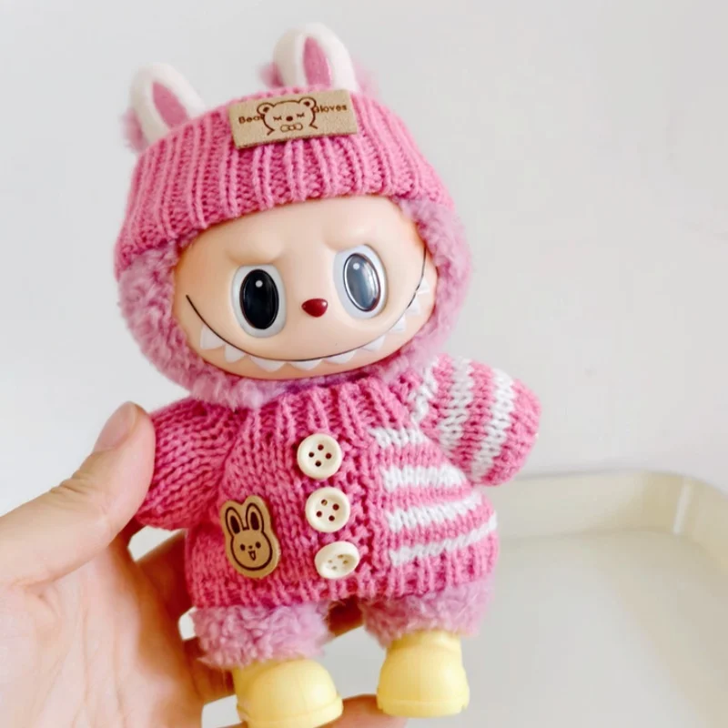 

For 17cm Labubu Plush Clothes Cute Macaron Labubu Handmade Clothes Outfit Overall Doll Accessories Set Kid Birthday Gift No Doll