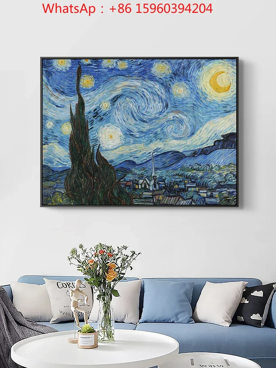 Pinturas famosas de Van Gogh, pinturas al óleo de cielo estrellado, pinturas decorativas colgantes para el salón, minimalistas y modernos