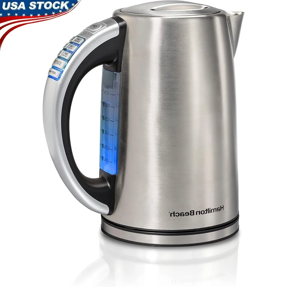 

Temperature Control Electric Kettle 1.7L Fast Boiling 1500W Auto Shutoff BPA Free Cordless 6 Presets Indicator Light Boil Dry